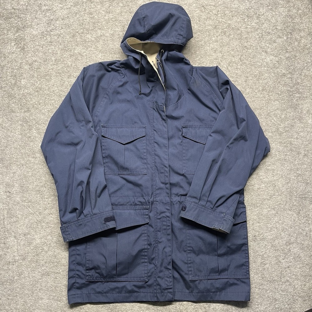 Frostline Kit Mountain Parka Mens S Navy Blue Solid Cotton Hooded Utility Jacket